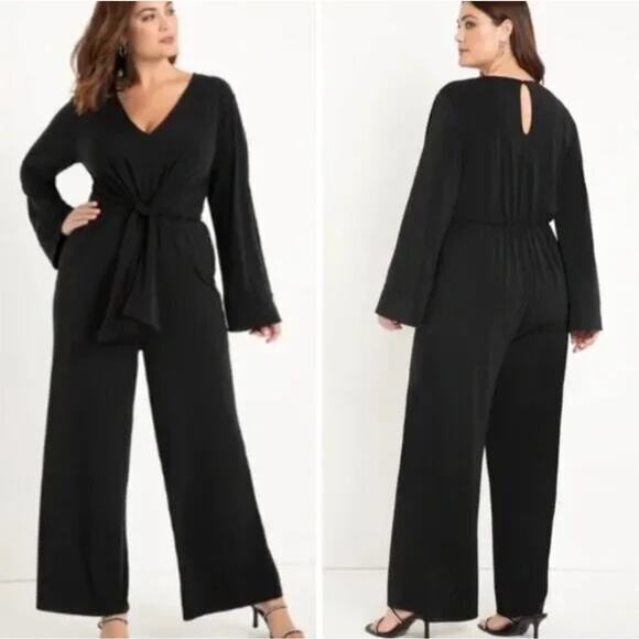 NEW Eloquii black Tie Front‎ Knit Jumpsuit, plus size 20 - Picture 1 of 16